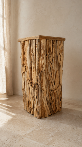 Teak Vase eckig Root