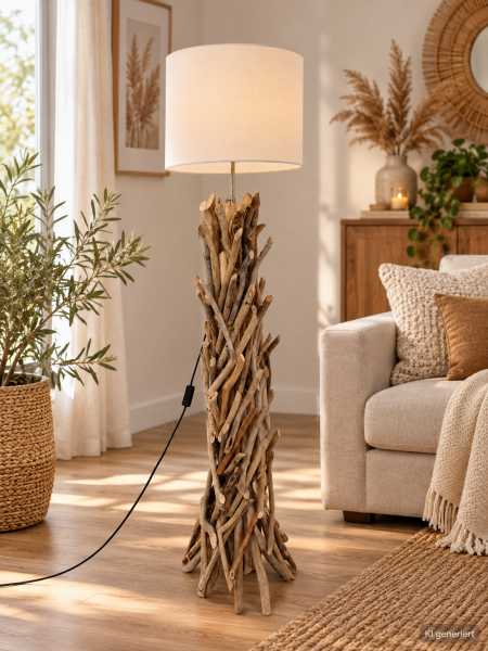 Lampe Drift Wood mit Lampenschirm