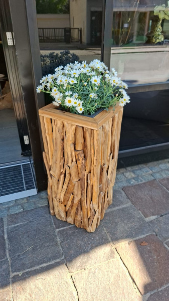 Teak Vase eckig Root