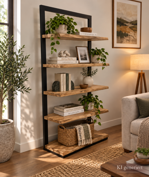 Bücherregal mit Eisenrahmen