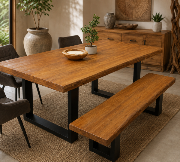 Bank Teak mit Baumkante JV