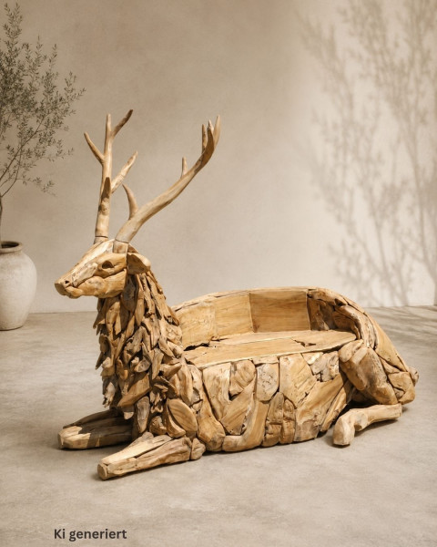 Sitzbank Hirsch aus Teakholz