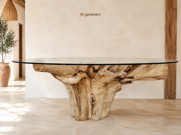 Tisch Wurzel mit Glasplatte